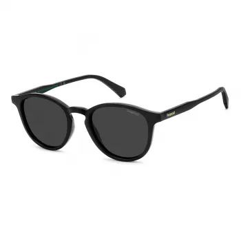 POLAROID PLD4191S807 Vīriešu kvadrātveida saulesbrilles - Melns rāmis, pelēkas polarizētas lēcas 51mm