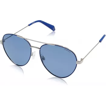 POLAROID PLD6055SPJPC3 Vīriešu taisnstūra polarizētas saulesbrilles - Melna/Pelēka