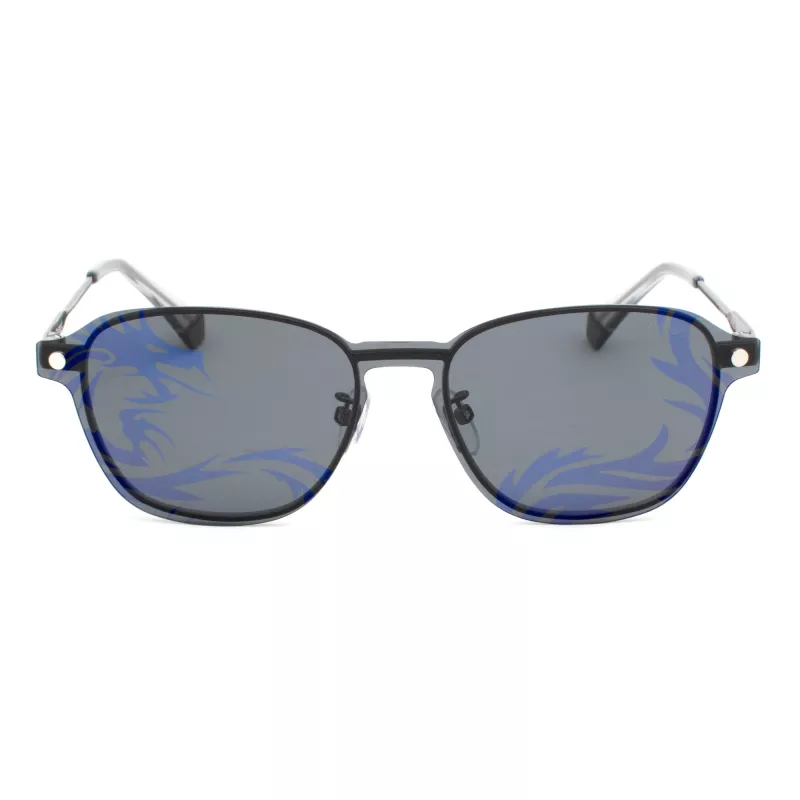 POLAROID PLD6119GCSKJ1 Unisex Taisnstūra saulesbrilles - Pelēkas polarizētas lēcas, Melns rāmis, 53mm