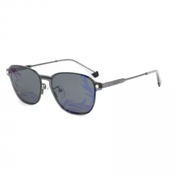 POLAROID PLD6119GCSKJ1 Unisex Taisnstūra saulesbrilles - Pelēkas polarizētas lēcas, Melns rāmis, 53mm