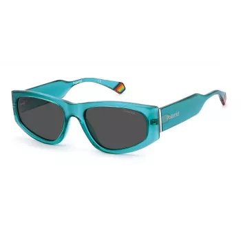 POLAROID PLD6169S1ED Unisex Square Sunglasses - Black Frame Grey Polarized Lens 55mm