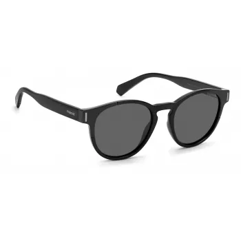 Polaroid PLD6175S807M9 Unisex taisnstūra saulesbrilles - melns rāmis, pelēkas polarizētas lēcas 51mm