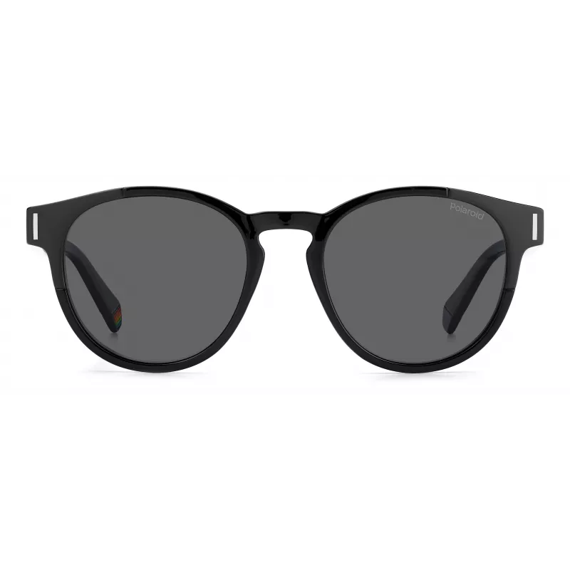 Polaroid PLD6175S807M9 Unisex taisnstūra saulesbrilles - melns rāmis, pelēkas polarizētas lēcas 51mm