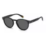 Polaroid PLD6175S807M9 Unisex taisnstūra saulesbrilles - melns rāmis, pelēkas polarizētas lēcas 51mm