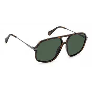 Polaroid PLD6182/S Unisex saulesbrilles - Havana bruņurupuča rāmis, brūna polarizēta lēca, 59 mm