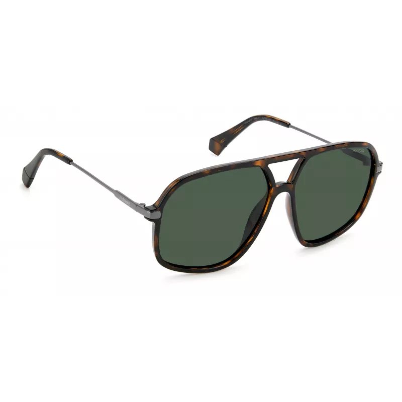 Polaroid PLD6182/S Unisex saulesbrilles - Havana bruņurupuča rāmis, brūna polarizēta lēca, 59 mm