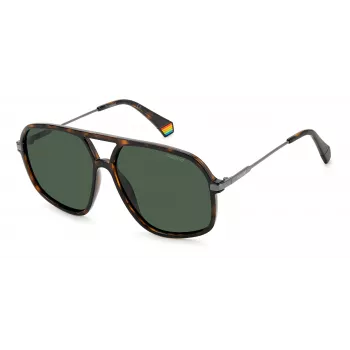 Polaroid PLD6182/S Unisex saulesbrilles - Havana bruņurupuča rāmis, brūna polarizēta lēca, 59 mm