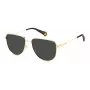 POLAROID PLD6196SXJ5G Unisex Taisnstūra saulesbrilles - Melns rāmis, Pelēkas polarizētas lēcas 56mm