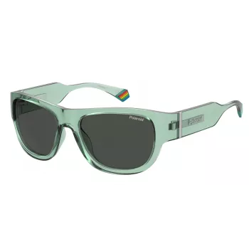 Polaroid PLD6197SMC1ED Unisex Square Sunglasses - Black Frame Grey Polarized Lens 55mm