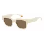 POLAROID PLD6198SXSZJ Unisex taisnstūra saulesbrilles - Havana rāmis, zaļas polarizētas lēcas - 52/18/140 mm