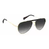Polaroid PLD6200SXRHLG Unisex taisnstūra saulesbrilles - melns rāmis, pelēkas polarizētas lēcas 61 mm