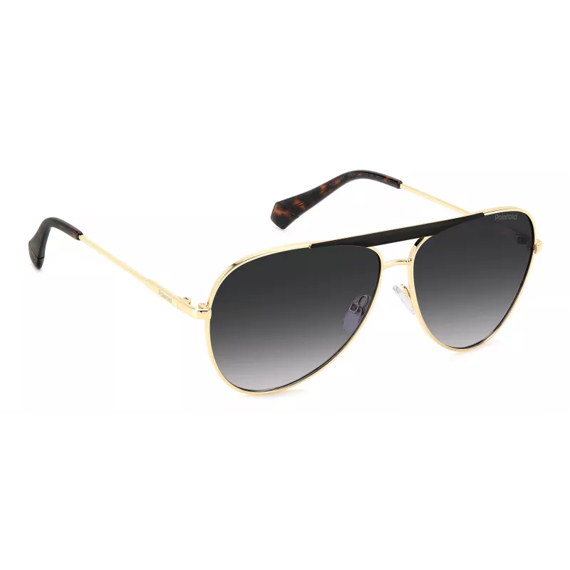 Polaroid PLD6200SXRHLG Unisex taisnstūra saulesbrilles - melns rāmis, pelēkas polarizētas lēcas 61 mm
