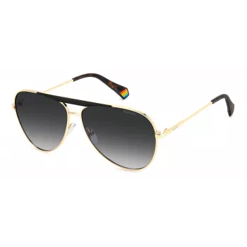 Polaroid PLD6200SXRHLG Unisex taisnstūra saulesbrilles - melns rāmis, pelēkas polarizētas lēcas 61 mm
