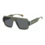 POLAROID PLD6209SX1ED Unisex taisnstūra saulesbrilles - melns rāmis, pelēkas lēcas