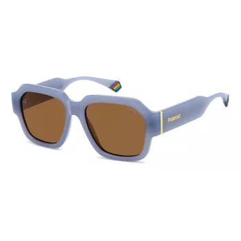 Polaroid PLD6212SXMVU Unisex Square Sunglasses - Black Frame, Grey Polarized Lenses - 54/17/140 mm