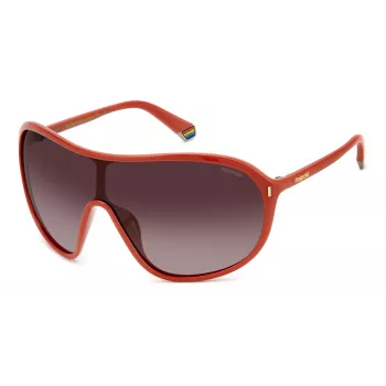 POLAROID PLD6216SL7Q Unisex saulesbrilles - melns rāmis, pelēkas polarizētas lēcas, vairoga stils