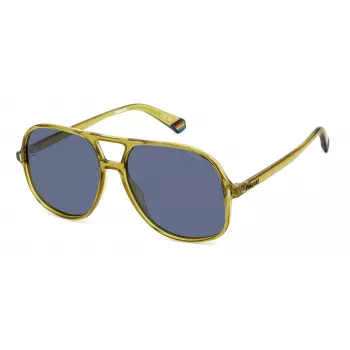 POLAROID PLD6217S40G Unisex saulesbrilles - Melns rāmis, pelēkas polarizētas lēcas 57mm