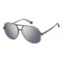 POLAROID PLD6217SRIW Unisex saulesbrilles - Melns rāmis, Pelēkas polarizētas lēcas, 57 mm