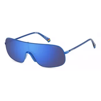 POLAROID PLD6222SPJP Unisex taisnstūra saulesbrilles - Polarizētas pelēkas lēcas - Melns rāmis