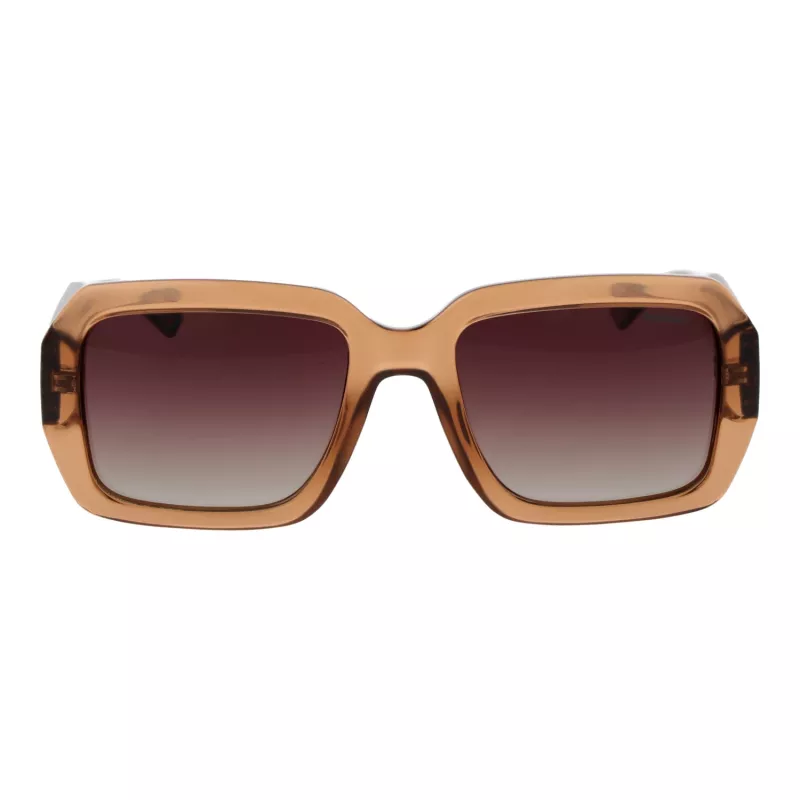 POLAROID PLD6223SX5409 Unisex taisnstūra saulesbrilles - Melns rāmis, pelēkas polarizētas lēcas 54mm