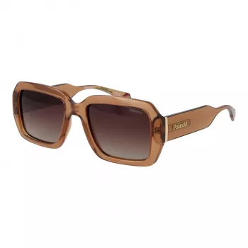 POLAROID PLD6223SX5409 Unisex taisnstūra saulesbrilles - Melns rāmis, pelēkas polarizētas lēcas 54mm
