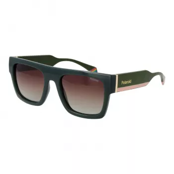 Polaroid PLD6224SX541E Unisex taisnstūra saulesbrilles - Pelēkas lēcas, Melns/Pelēks rāmis