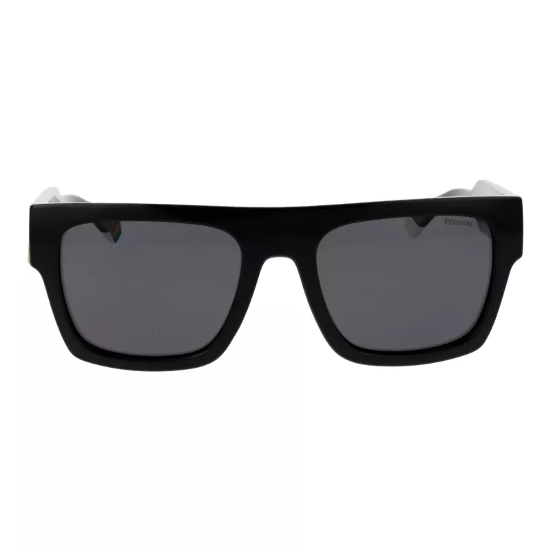 POLAROID PLD6224SX5480 Unisex taisnstūra saulesbrilles - Melns rāmis, pelēkas polarizētas lēcas 54mm