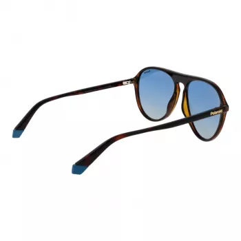 Polaroid PLD6225S57086 Vīriešu taisnstūra saulesbrilles - Havana rāmis, pelēkas polarizētas lēcas