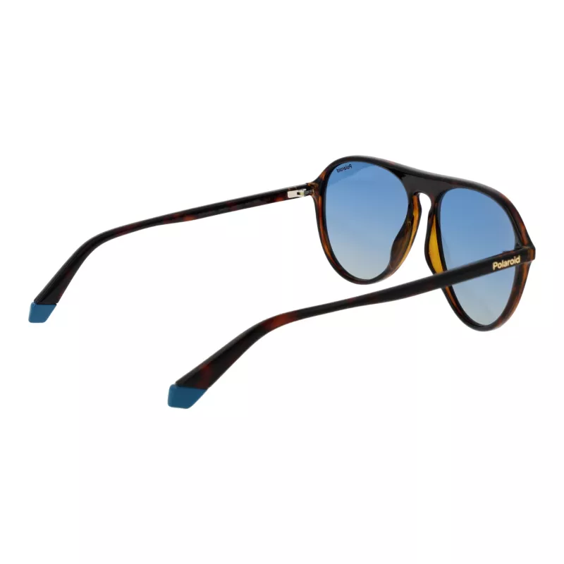 Polaroid PLD6225S57086 Vīriešu taisnstūra saulesbrilles - Havana rāmis, pelēkas polarizētas lēcas