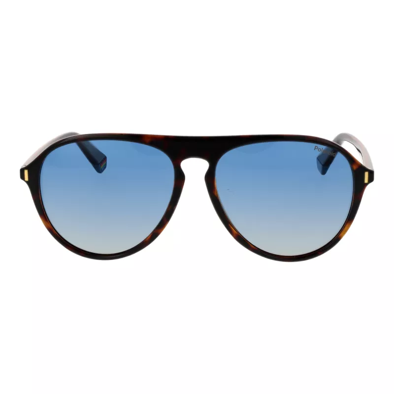 Polaroid PLD6225S57086 Vīriešu taisnstūra saulesbrilles - Havana rāmis, pelēkas polarizētas lēcas