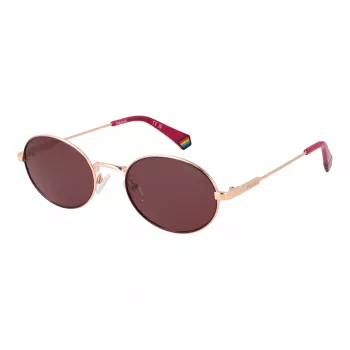 Polaroid PLD6228SX53LT Unisex taisnstūra saulesbrilles - Havana rāmis, brūna polarizēta lēca - 53 mm