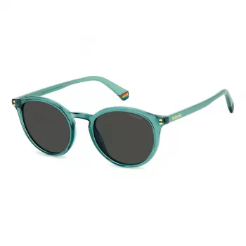 Polaroid PLD6233S1ED Unisex saulesbrilles - Melns rāmis, pelēka polarizēta lēca