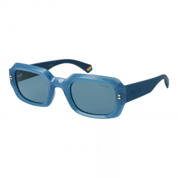 Polaroid PLD6239SX51MV Unisex taisnstūra saulesbrilles - melns rāmis, pelēkas lēcas 51mm