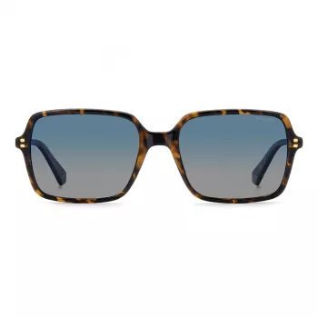 POLAROID PLD6247S086 Vīriešu taisnstūra Havanas saulesbrilles ar polarizētām zaļām lēcām
