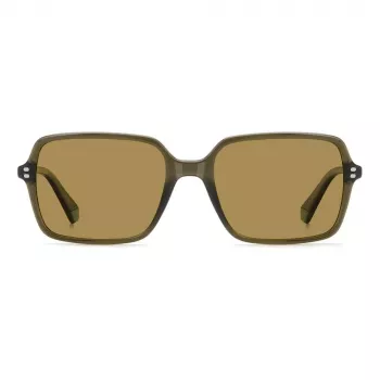Polaroid PLD6247S09Q Vīriešu taisnstūra polarizētas saulesbrilles - Melns rāmis, pelēkas lēcas 56mm