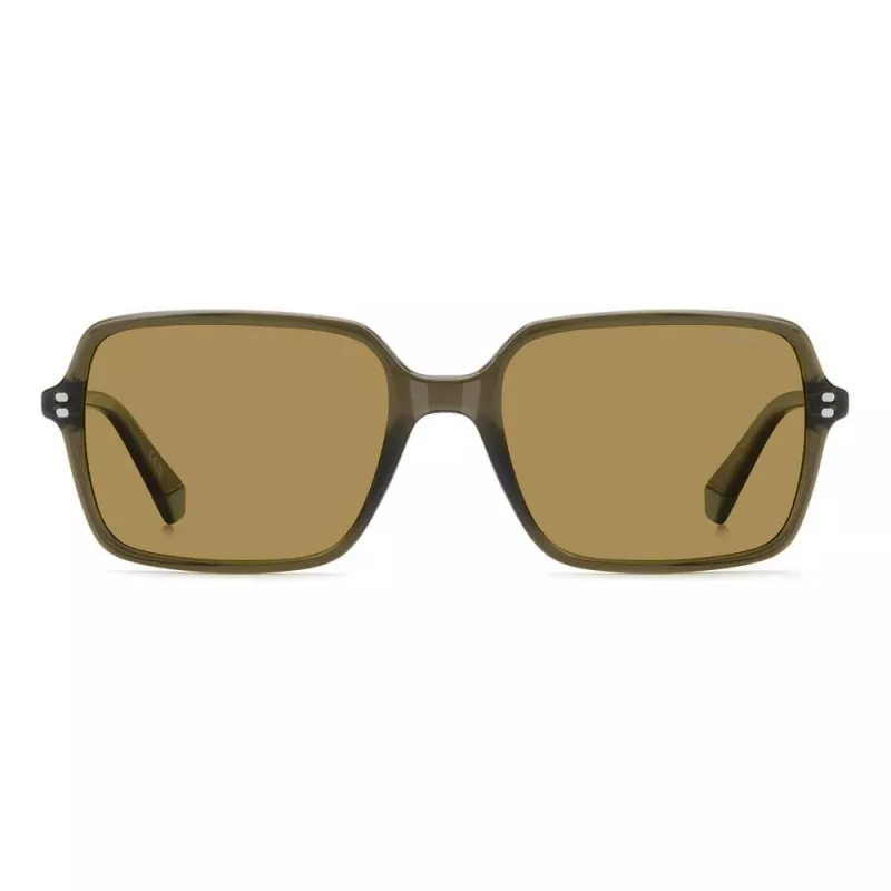Polaroid PLD6247S09Q Vīriešu taisnstūra polarizētas saulesbrilles - Melns rāmis, pelēkas lēcas 56mm