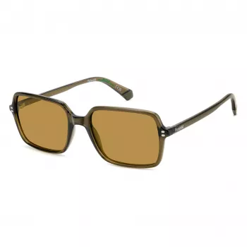 Polaroid PLD6247S09Q Vīriešu taisnstūra polarizētas saulesbrilles - Melns rāmis, pelēkas lēcas 56mm
