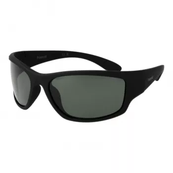 Polaroid PLD7005S63YYV Unisex taisnstūra saulesbrilles - melns rāmis, pelēkas lēcas 63mm