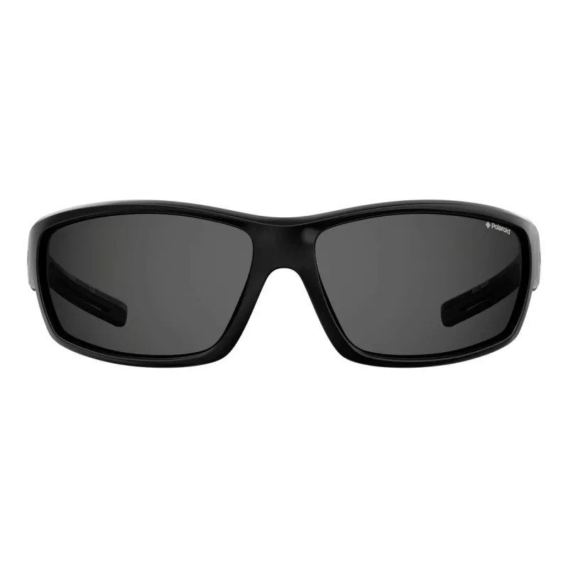 POLAROID PLD7029S807 Unisex Sporta saulesbrilles - Polarizētas pelēkas lēcas - Melns rāmis