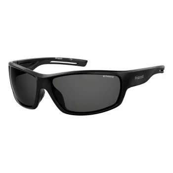 POLAROID PLD7029S807 Unisex Sporta saulesbrilles - Polarizētas pelēkas lēcas - Melns rāmis
