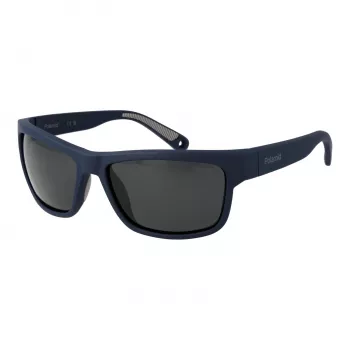Polaroid PLD7031S59FLL Vīriešu taisnstūra saulesbrilles - Matēts melns rāmis, Pelēka polarizēta lēca, 59mm