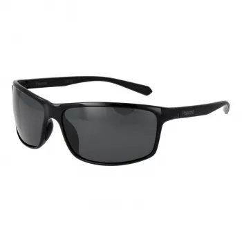 Polaroid PLD7036S63807 Unisex Taisnstūra saulesbrilles - Melns rāmis, pelēkas lēcas