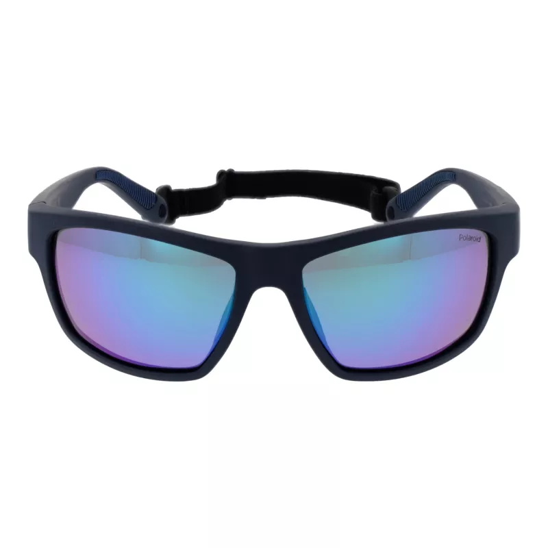 Polaroid PLD7037S60PJP Unisex taisnstūra saulesbrilles - melns rāmis, pelēkas lēcas 60mm