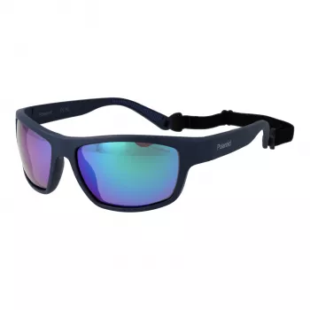 Polaroid PLD7037S60PJP Unisex taisnstūra saulesbrilles - melns rāmis, pelēkas lēcas 60mm
