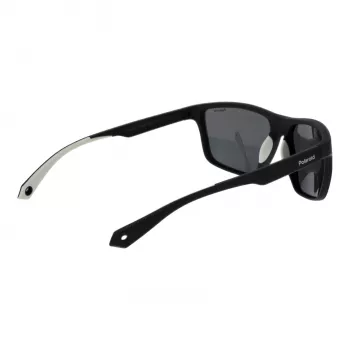 POLAROID PLD7040S5908A Vīriešu taisnstūra polarizētas saulesbrilles - Pelēks rāmis, pelēkas lēcas 59mm