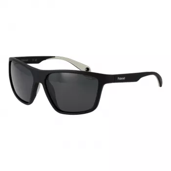 POLAROID PLD7040S5908A Vīriešu taisnstūra polarizētas saulesbrilles - Pelēks rāmis, pelēkas lēcas 59mm