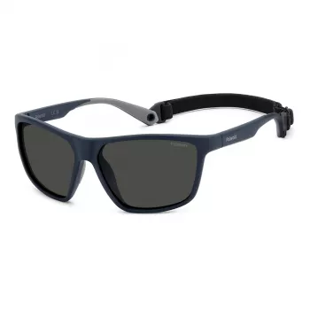 POLAROID PLD7040SFLL Vīriešu saulesbrilles - Melns rāmis, Pelēkas polarizētas lēcas, 59 mm