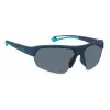 POLAROID PLD7048SZX9G6 Unisex taisnstūra saulesbrilles - Melns rāmis, pelēki zaļas polarizētas lēcas 65mm