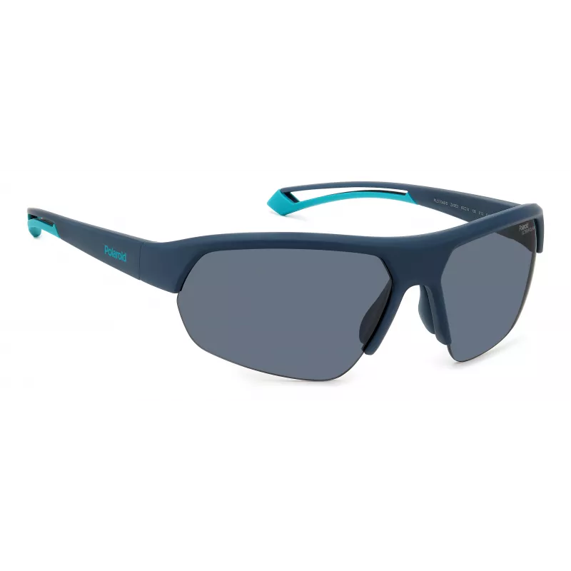 POLAROID PLD7048SZX9G6 Unisex taisnstūra saulesbrilles - Melns rāmis, pelēki zaļas polarizētas lēcas 65mm