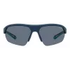 POLAROID PLD7048SZX9G6 Unisex taisnstūra saulesbrilles - Melns rāmis, pelēki zaļas polarizētas lēcas 65mm